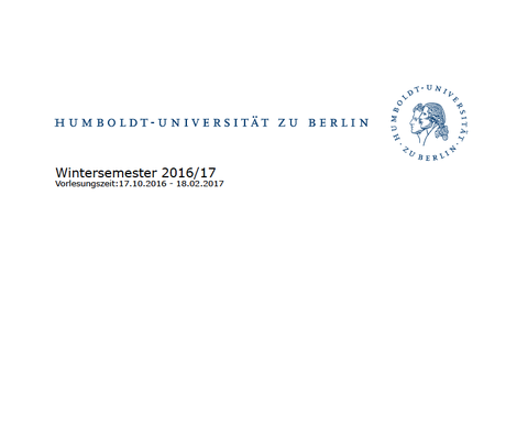 Vorlesungsverzeichnis Wintersemester 2016/17