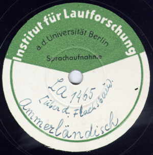 "Ammerländisch", Schallplatte aus dem Bestand des Berliner Lautarchivs